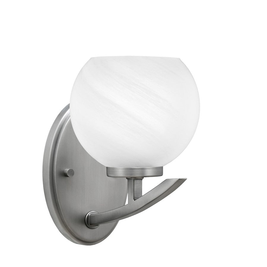 Toltec Kurve 1Lt Downlight Sconce, Graphite, 5.75" White Marble - 3720-GP-4101