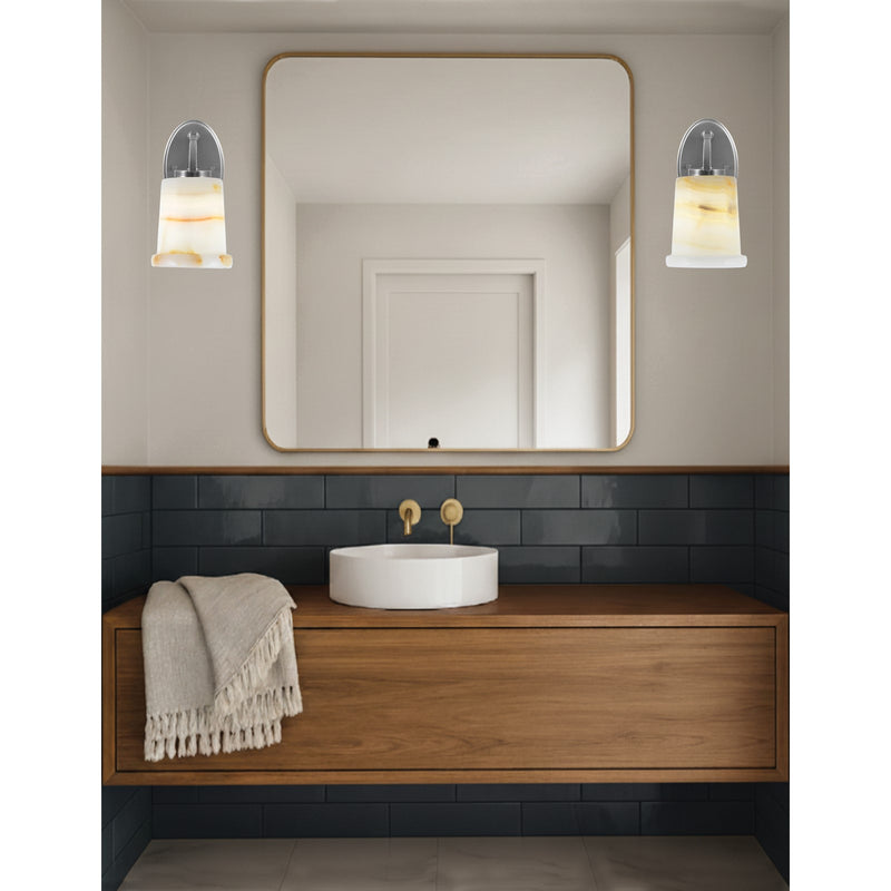 Toltec Kurve 5in 1-Light Downlight Wall Sconce | Modern Graphite and Natural Stone Glass | Bedroom & Hallway Accent Light | Model 3720-GP-4128