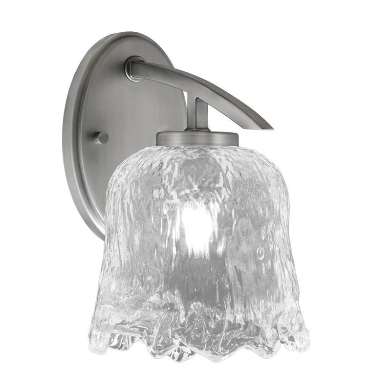 Toltec Kurve 1-Light Downlight Wall Sconce | Modern Graphite and Clear Lava Glass | Bathroom & Hallway Accent Light | Model 3720-GP-4230