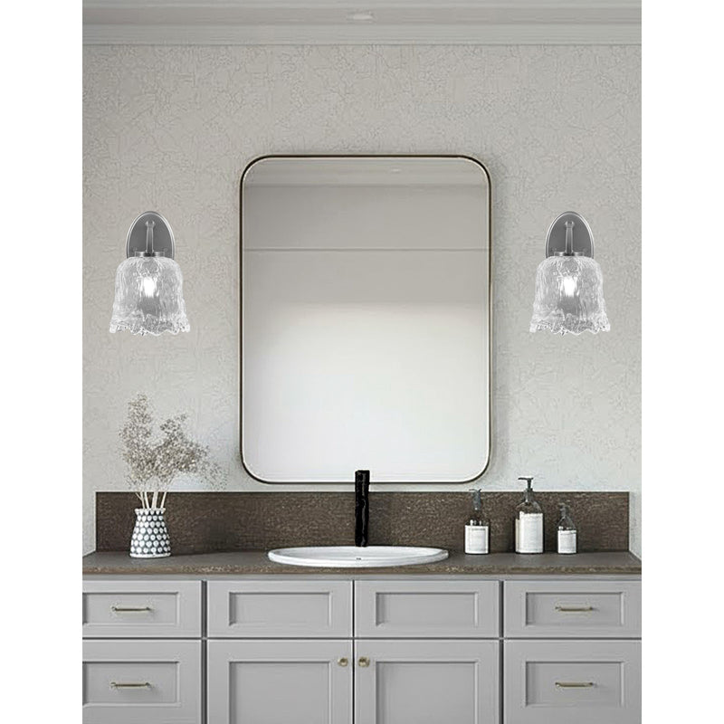 Toltec Kurve 1-Light Downlight Wall Sconce | Modern Graphite and Clear Lava Glass | Bathroom & Hallway Accent Light | Model 3720-GP-4230