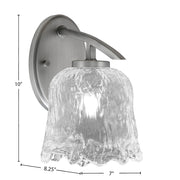 Toltec Kurve 1-Light Downlight Wall Sconce | Modern Graphite and Clear Lava Glass | Bathroom & Hallway Accent Light | Model 3720-GP-4230