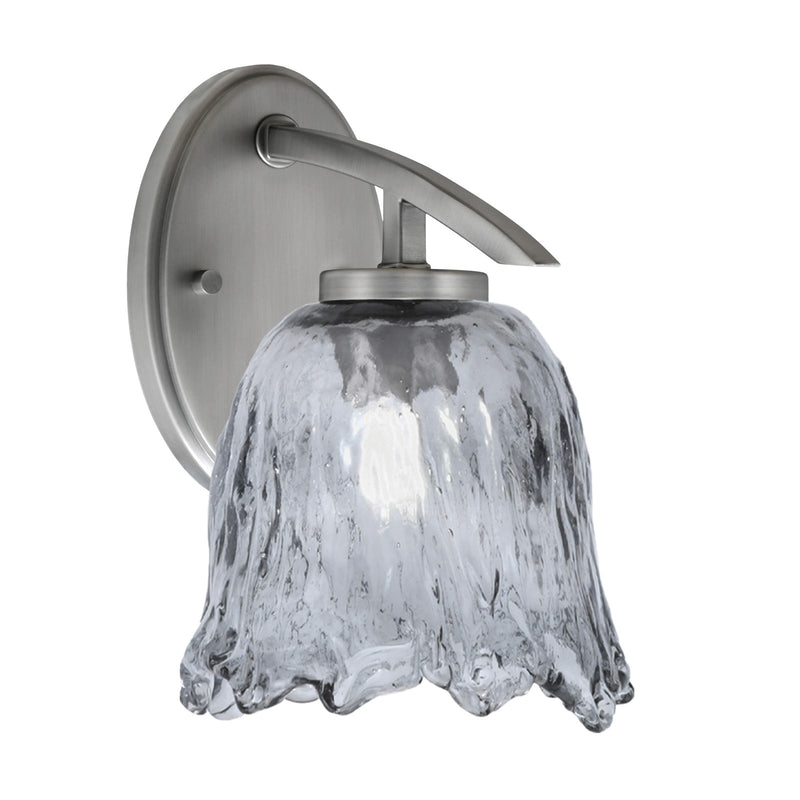 Toltec Kurve 1-Light Downlight Wall Sconce | Modern Graphite and Smoke Lava Glass | Bathroom & Hallway Accent Light | Model 3720-GP-4232
