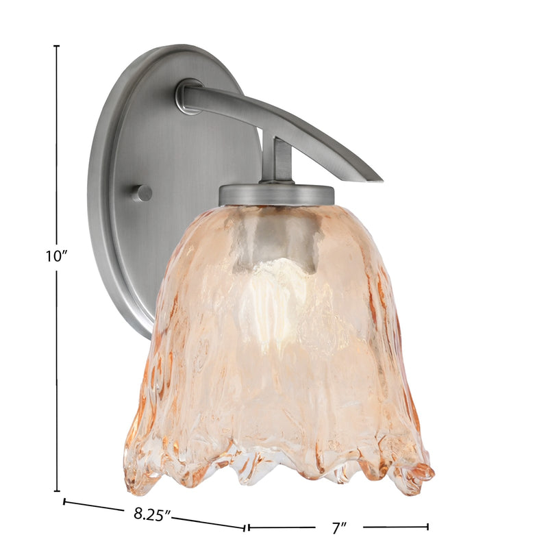 Toltec Kurve 7in 1-Light Downlight Wall Sconce | Modern Graphite and Amber Lava Glass | Bedroom & Hallway Accent Light | Model 3720-GP-4233