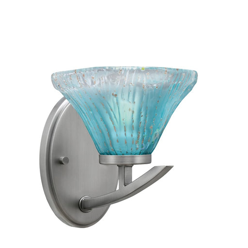 Toltec Kurve 1Lt Downlight Wall Sconce, Graphite, 7" Teal Crystal - 3720-GP-458