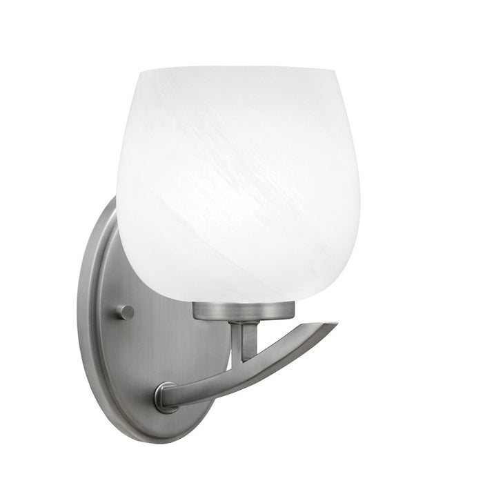 Toltec Kurve 1Lt Downlight Wall Sconce, Graphite, 6" White Marble - 3720-GP-4811