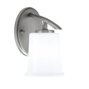 Toltec Kurve 9in 1-Light Wall Sconce | Modern Graphite and White Opal Glass | Bedroom & Hallway Accent Light | 5 x 8 x 9.25 in | Model 3720-GP-5031