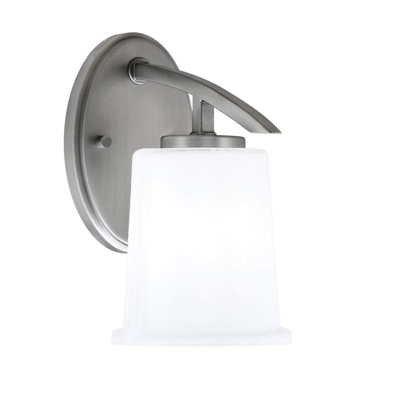 Toltec Kurve 9in 1-Light Wall Sconce | Modern Graphite and White Opal Glass | Bedroom & Hallway Accent Light | 5 x 8 x 9.25 in | Model 3720-GP-5031