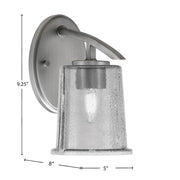 Toltec Kurve 1-Light Downlight Wall Sconce | Modern Graphite and Smoke Bubble Glass | Bathroom & Hallway Accent Light | Model 3720-GP-5032