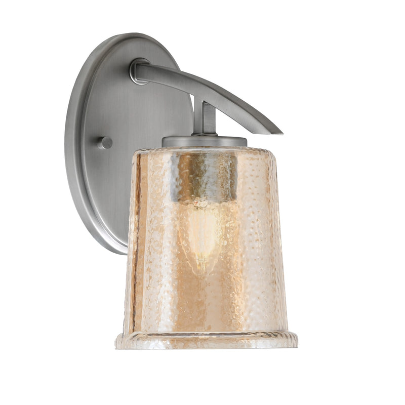 Toltec Kurve 1-Light Downlight Wall Sconce | Modern Graphite and Amber Bubble Glass | Bathroom & Hallway Accent Light | Model 3720-GP-5033