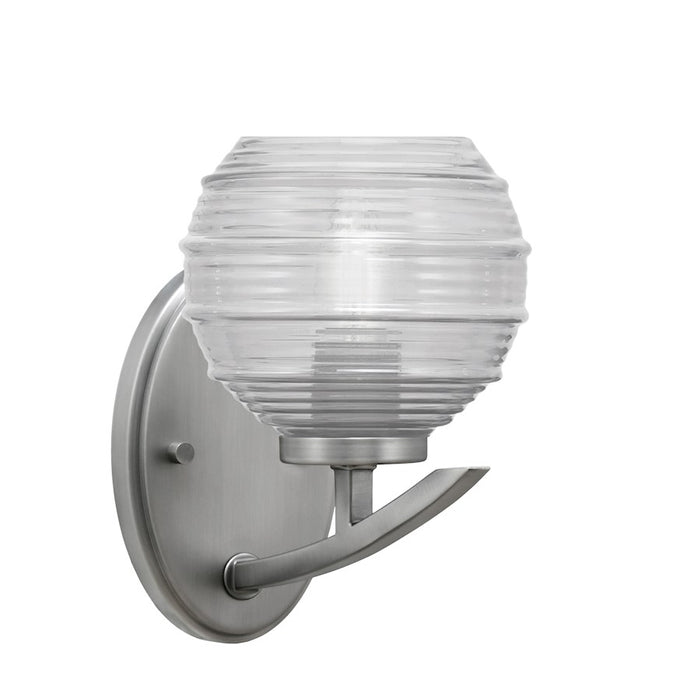 Toltec Kurve 1Lt Downlight Wall Sconce, Graphite, 6" Clear Ribbed - 3720-GP-5110