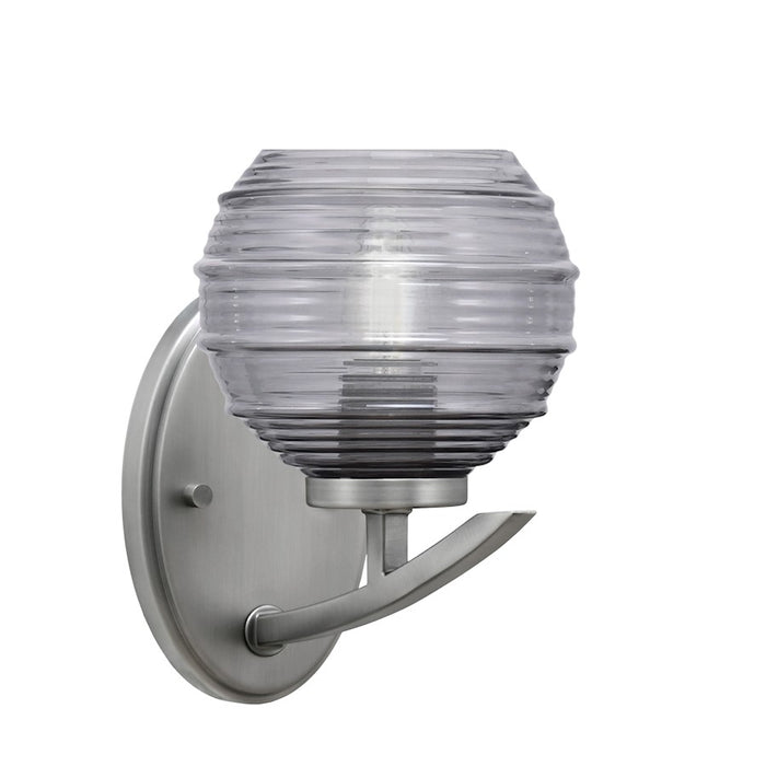 Toltec Kurve 1Lt Downlight Wall Sconce, Graphite, 6" Smoke Ribbed - 3720-GP-5112