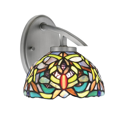 Toltec Kurve 1Lt Downlight Sconce, Graphite, 7" Kaleidoscope Art - 3720-GP-9905