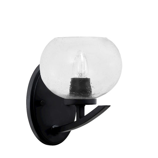 Toltec Kurve 202 1Lt Downlight Wall Sconce, Black, 7" Clear Bubble - 3720-MB-202