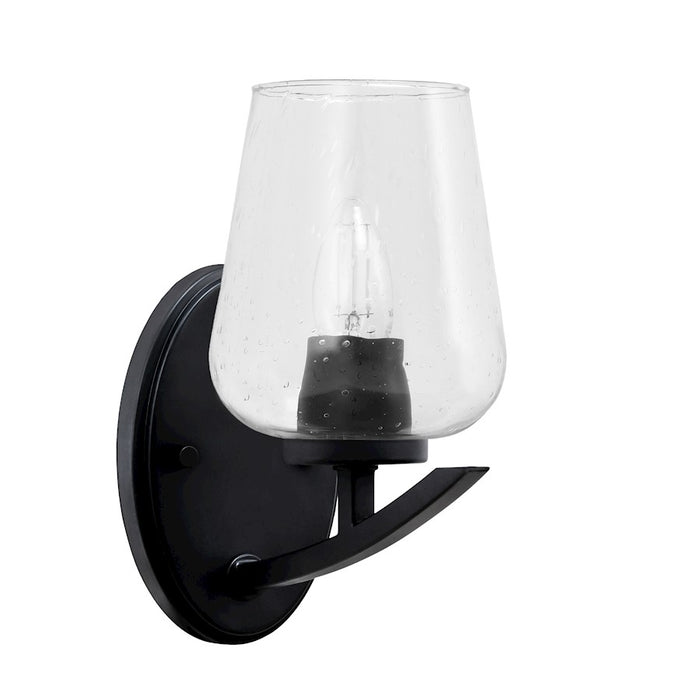 Toltec Kurve 1Lt Downlight Wall Sconce, Black, 5" Clear Bubble - 3720-MB-210