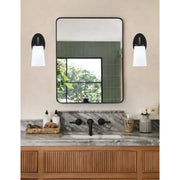 Toltec Kurve 4.5in 1-Light Downlight Wall Sconce | Modern Matte Black and White Opal Glass | Bedroom & Hallway Accent Light | Model 3720-MB-261