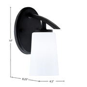 Toltec Kurve 4.5in 1-Light Downlight Wall Sconce | Modern Matte Black and White Opal Glass | Bedroom & Hallway Accent Light | Model 3720-MB-261