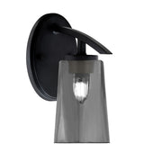 Toltec Kurve 4.5in 1-Light Downlight Wall Sconce | Modern Matte Black and Smoke Bubble Glass | Bedroom & Hallway Accent Light | Model 3720-MB-262