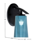 Toltec Kurve 10in 1-Light Wall Sconce | Modern Matte Black and Blue Gradient Glass | Bedroom & Hallway Accent Light | Model 3720-MB-265