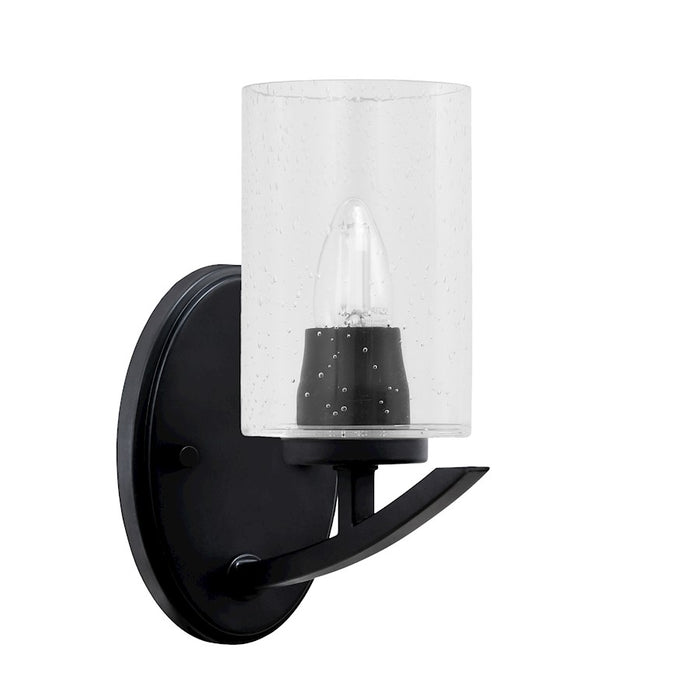 Toltec Kurve 1Lt Downlight Wall Sconce, Black, 4" Clear Bubble - 3720-MB-300