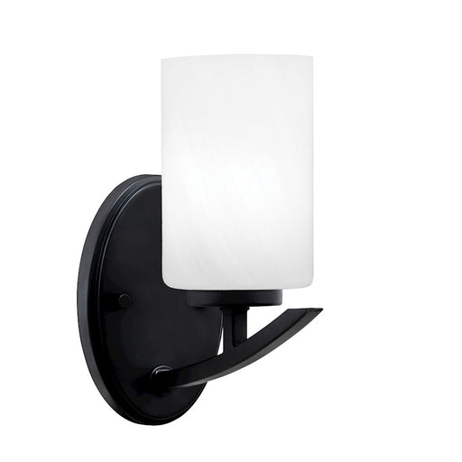 Toltec Kurve 1Lt Downlight Wall Sconce, Black, 4" White Marble - 3720-MB-3001