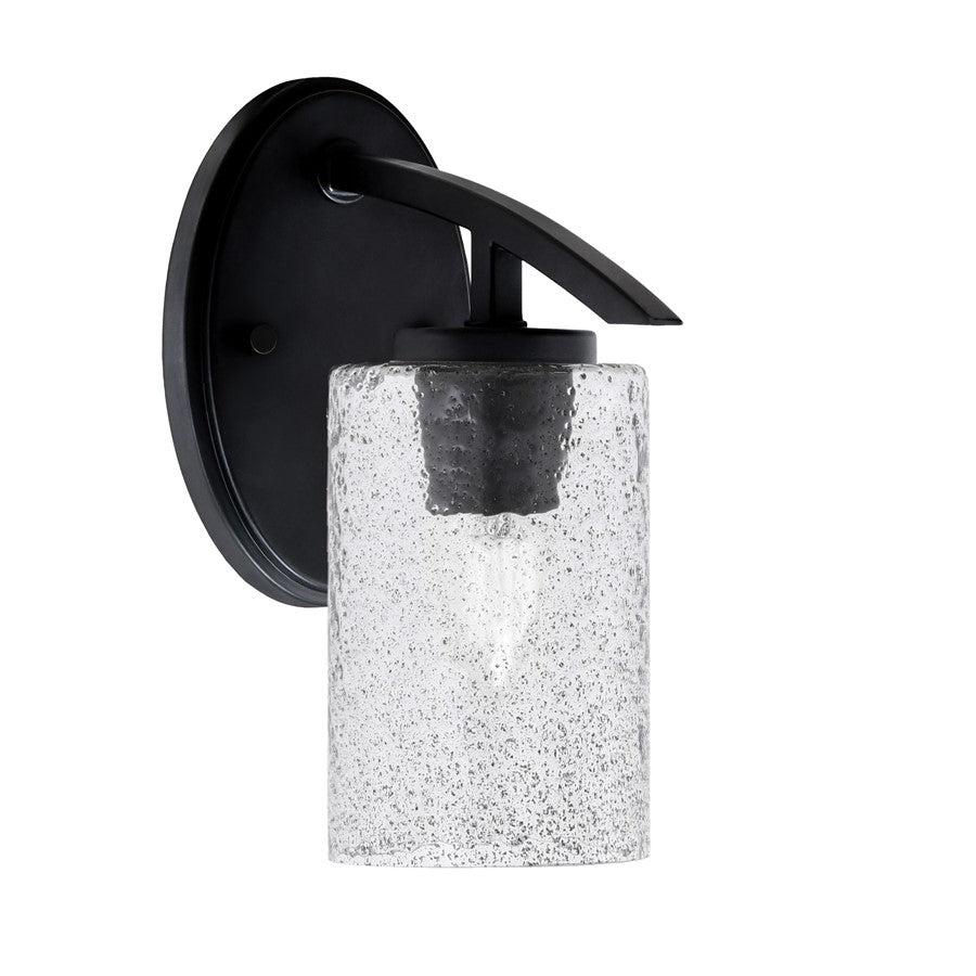 Toltec Kurve 1Lt Downlight Wall Sconce, Black, 4" Smoke Bubble