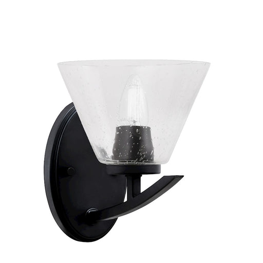 Toltec Kurve 1Lt Downlight Wall Sconce, Black, 7" Clear Bubble - 3720-MB-302