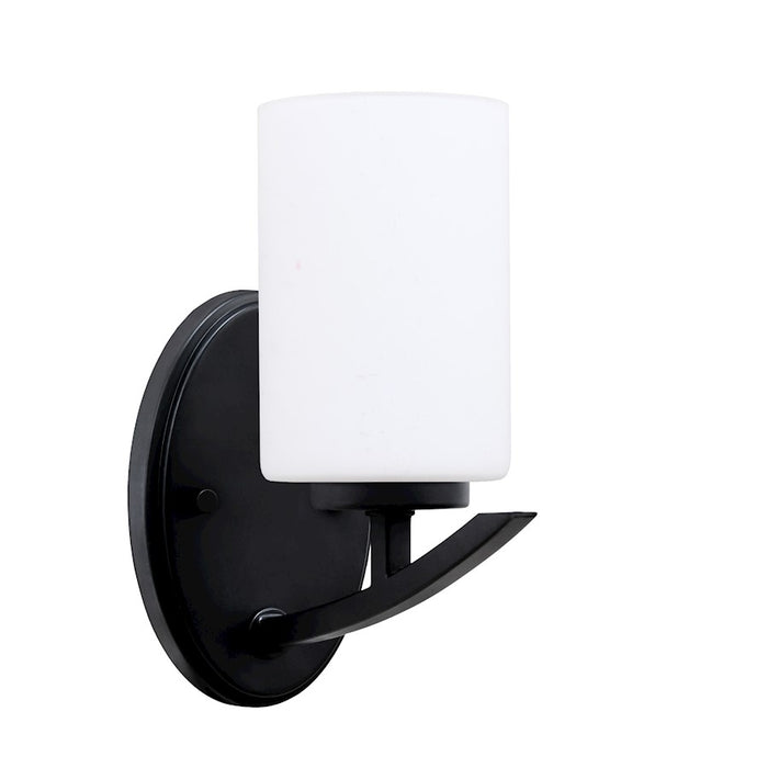 Toltec Kurve 1Lt Downlight Wall Sconce, Black, 4" White Muslin - 3720-MB-310