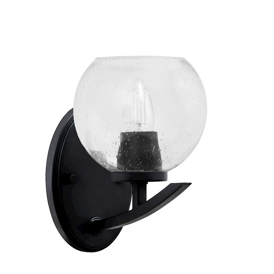 Toltec Kurve 1Lt Downlight Wall Sconce, Black, 5.75" Clear Bubble - 3720-MB-4100