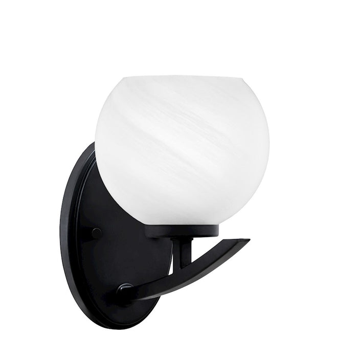 Toltec Kurve 1Lt Downlight Wall Sconce, Black, 5.75" White Marble - 3720-MB-4101