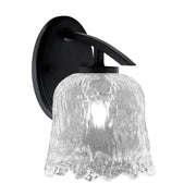 Toltec Kurve 7in 1-Light Wall Sconce | Modern Matte Black and Clear Lava Glass | Bathroom & Hallway Accent Light | Model 3720-MB-4230