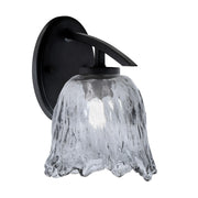 Toltec Kurve 7in 1-Light Wall Sconce | Modern Matte Black and Smoke Lava Glass | Bathroom & Hallway Accent Light | Model 3720-MB-4232