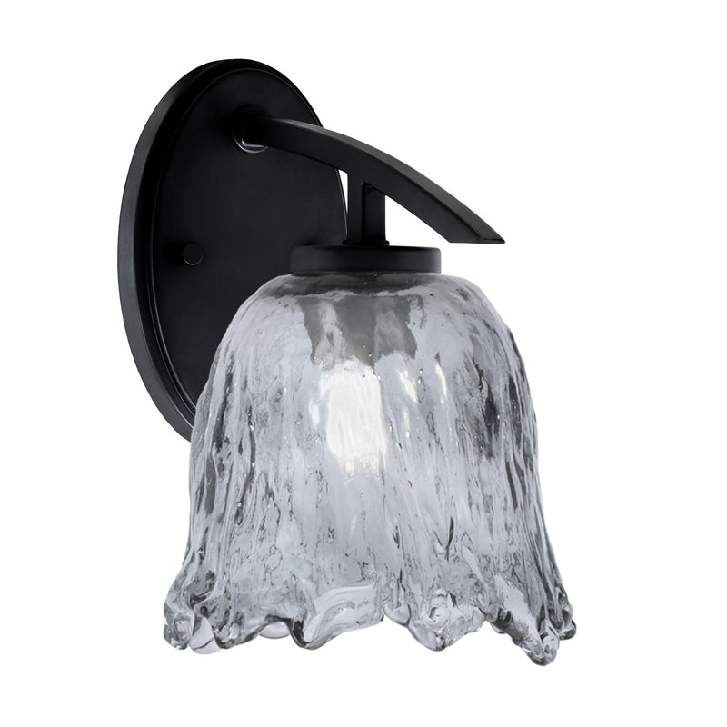 Toltec Kurve 7in 1-Light Wall Sconce | Modern Matte Black and Smoke Lava Glass | Bathroom & Hallway Accent Light | Model 3720-MB-4232