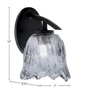 Toltec Kurve 7in 1-Light Wall Sconce | Modern Matte Black and Smoke Lava Glass | Bathroom & Hallway Accent Light | Model 3720-MB-4232
