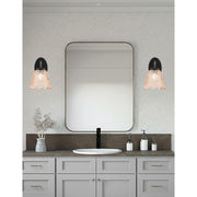 Toltec Kurve 7in 1-Light Wall Sconce | Modern Matte Black and Amber Lava Glass | Bathroom & Hallway Accent Light | Model 3720-MB-4233