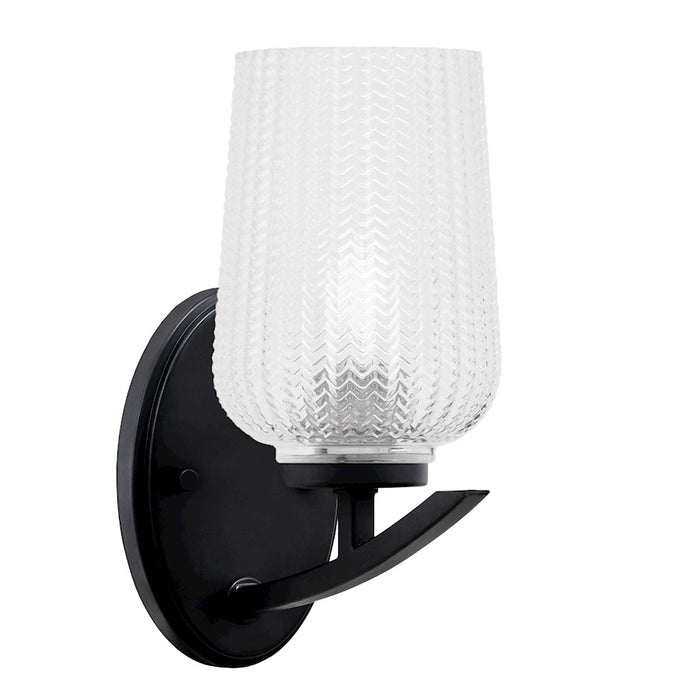 Toltec Kurve 1Lt Downlight Wall Sconce, Black, 5" Clear Textured - 3720-MB-4250