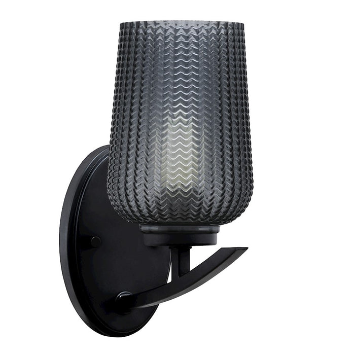 Toltec Kurve 1Lt Downlight Wall Sconce, Black, 5" Smoke Textured - 3720-MB-4252