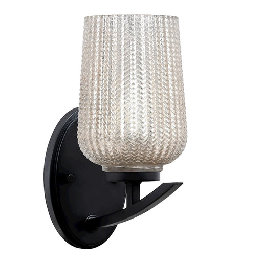 Toltec Kurve 1Lt Downlight Wall Sconce, Black, 5" Silver Textured - 3720-MB-4253