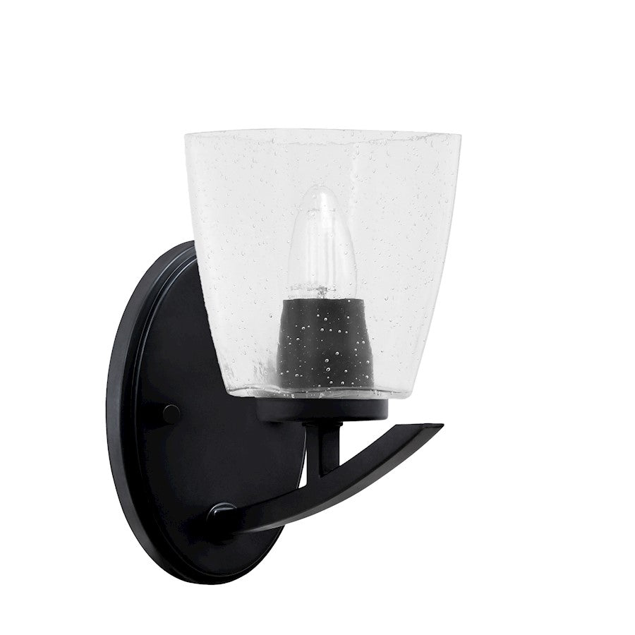 Toltec Kurve 1Lt Downlight Sconce, Black, 4.5" Square Clear Bubble - 3720-MB-461