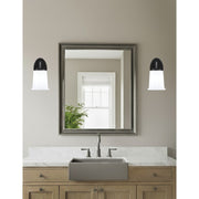 Toltec Kurve 9in 1-Light Wall Sconce | Modern Matte Black and White Opal Glass | Bedroom & Hallway Accent Light | 5 x 8 x 9.25 in | Model 3720-MB-5031