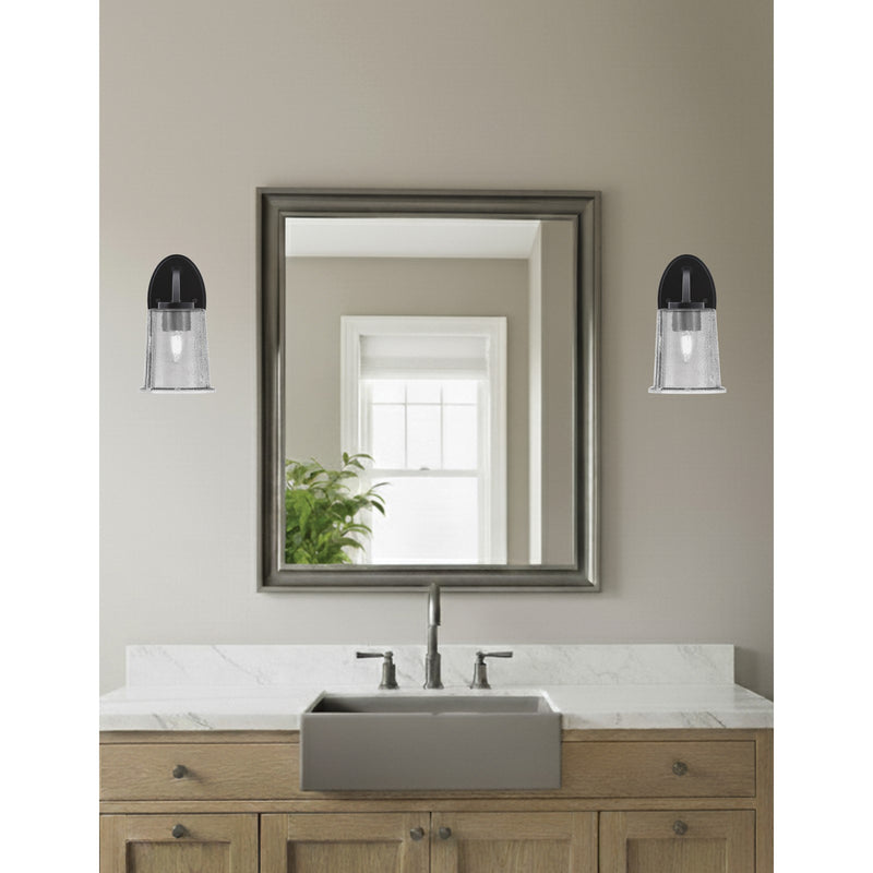 Toltec Kurve 9in 1-Light Wall Sconce | Modern Matte Black and Smoke Bubble Glass | Bedroom & Hallway Accent Light | Model 3720-MB-5032