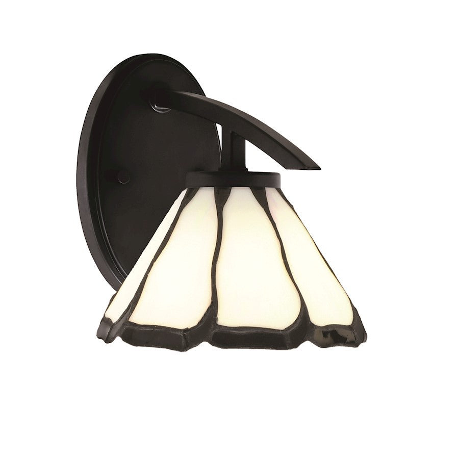 Toltec Kurve 1Lt Downlight Sconce, Black, 7" Pearl, Black Flair - 3720-MB-9125