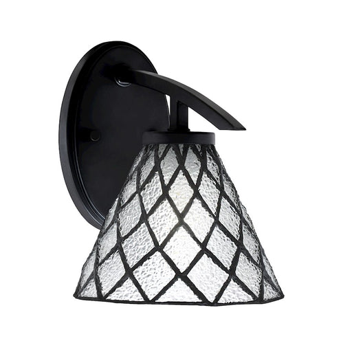 Toltec Kurve 1Lt Downlight Wall Sconce, Black, 7" Diamond Ice Art - 3720-MB-9185