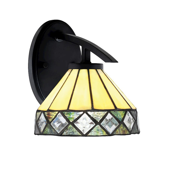 Toltec Kurve 1Lt Downlight Sconce, Black, 7" Diamond Peak Art - 3720-MB-9405