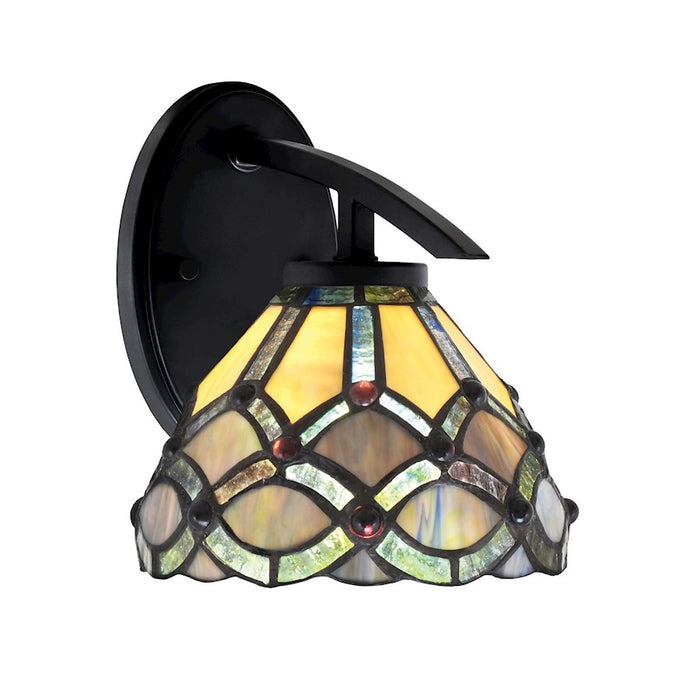 Toltec Kurve 1Lt Downlight Sconce, Black, 7" Grand Merlot Art - 3720-MB-9435