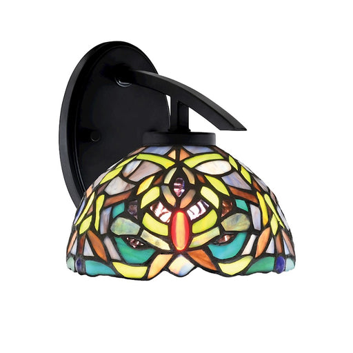 Toltec Kurve 1Lt Downlight Sconce, Black, 7" Kaleidoscope Art - 3720-MB-9905