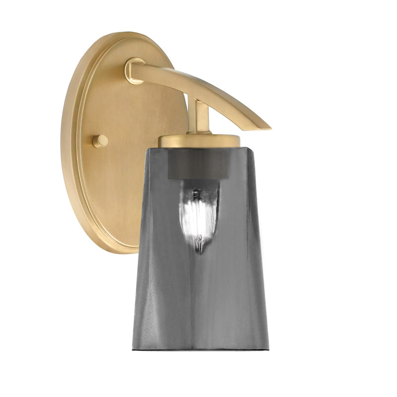 Toltec Kurve 10in 1-Light Wall Sconce | Modern New Age Brass and Smoke Bubble Glass | Bathroom & Hallway Accent Light | Model 3720-NAB-262