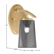 Toltec Kurve 10in 1-Light Wall Sconce | Modern New Age Brass and Smoke Bubble Glass | Bathroom & Hallway Accent Light | Model 3720-NAB-262