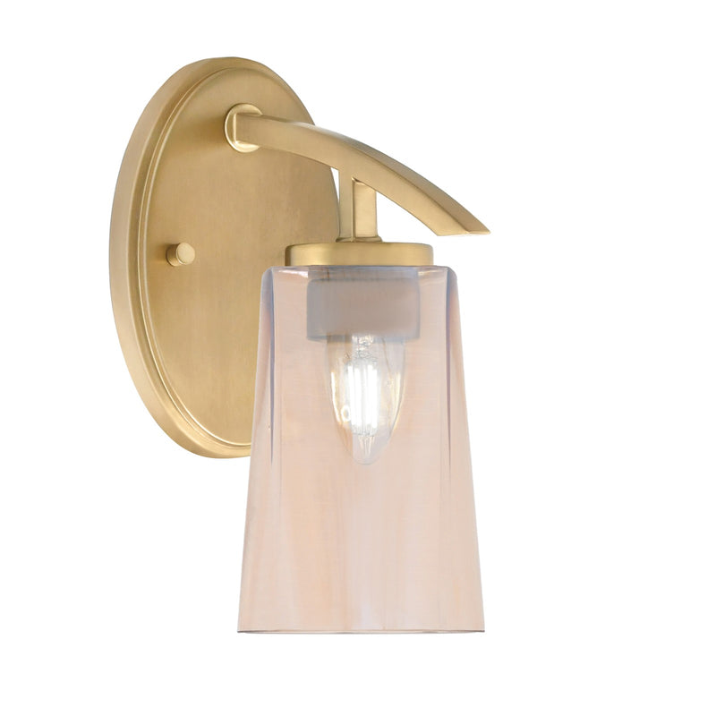 Toltec Kurve 10in 1-Light Wall Sconce | Modern New Age Brass and Amber Gradient Glass | Bathroom & Hallway Accent Light | Model 3720-NAB-263