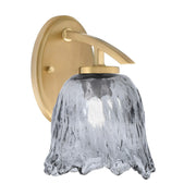 Toltec Kurve 7in 1-Light Downlight Wall Sconce | Modern New Age Brass and Smoke Lava Glass | Bathroom & Hallway | Model 3720-NAB-4232