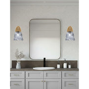 Toltec Kurve 7in 1-Light Downlight Wall Sconce | Modern New Age Brass and Smoke Lava Glass | Bathroom & Hallway | Model 3720-NAB-4232